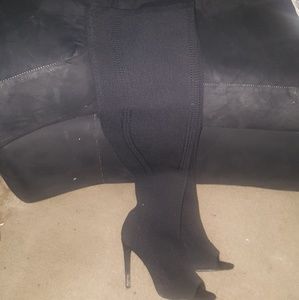 Thigh high peeptoe boot